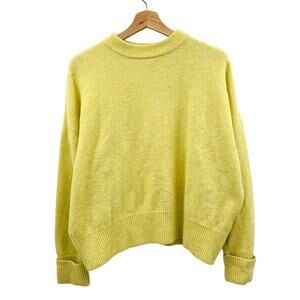 Anthropologie light yellow classic crew sweater